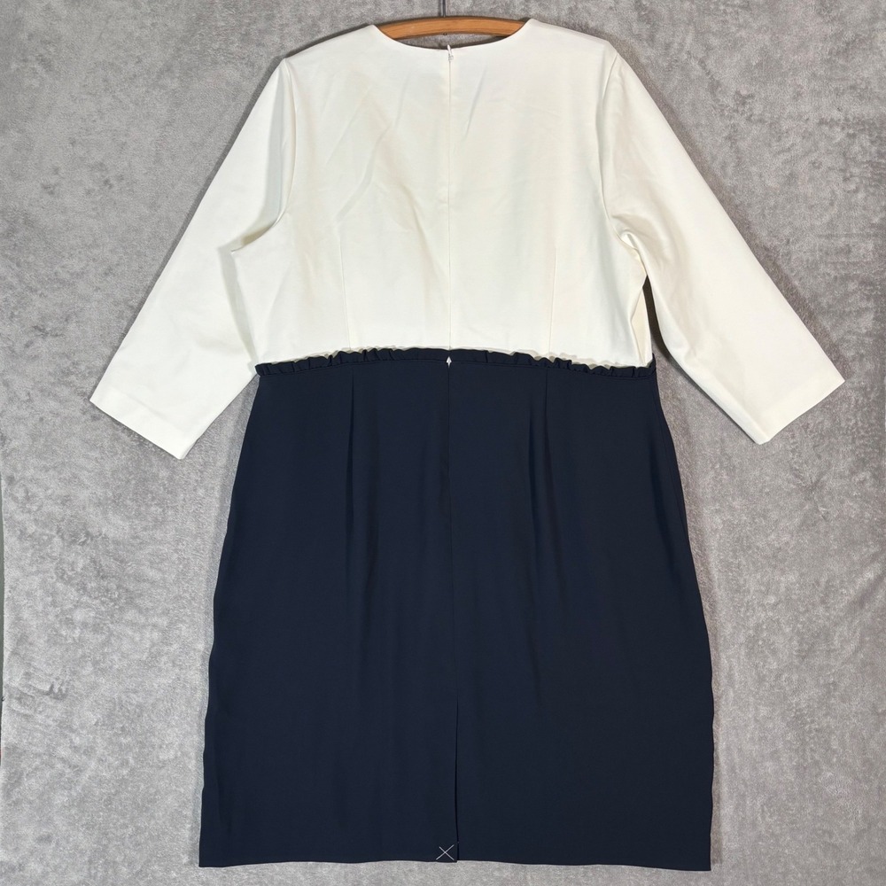 J.Crew 365 Womens Plus Size 22 Colorblock Sheath Dress Ivory Navy H3581 NEW - Picture 2 of 16